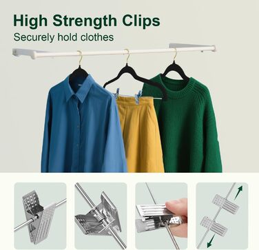 Набір вішалок для штанів Stormix 24 шт., 42 см, з кліпсами, неслизькі, для штанів, спідниць, суконь, курток, пальто (рожево-золоті гачки)