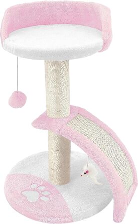 Дерев'яний кігтечка для котів Beltom® Kratzbaum 54 см, рожево-білий. Ігровий комплекс для котів