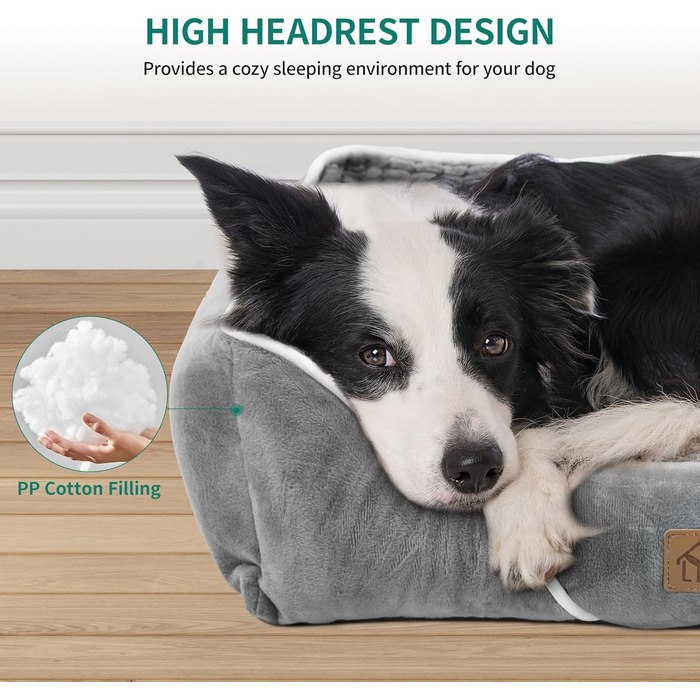 YITAHOME Dog Bed for Medium to Small Dogs, Dog Cushion, Dog Beds, 64x53cm, Non-Slip Bottom Dog Sofa, Grey