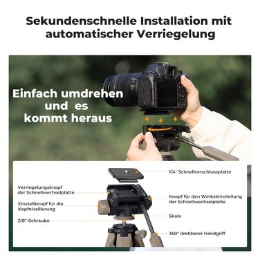 Штатив K&F Concept S255A3+BV01: Легкий штатив з сумкою, для камери/DSLR/Camcorder, з підтримкою смартфонів (190см, сірий)
