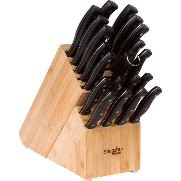 Універсальний бамбуковий блок для ножів Shenzhen Knives XL на 20 широких слотів – органайзер для зберігання кухонних ножів без ножів