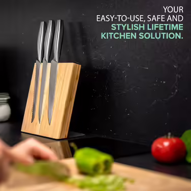 Coninx Magnetic Knife Block Unfilled, 23x22cm Magnetic Knife Holder, Knife Stand for Safe, Clean, and Orderly Storage of Knives Robust Knife Block Without Knives