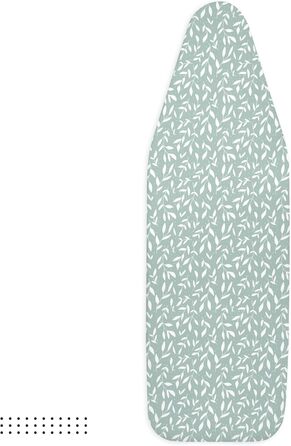 Чохол для прасувального столу Encasa XO з фетровою підкладкою та кордуванням (112x34 см), світловідбиваючий, з принтом широких зелених листя