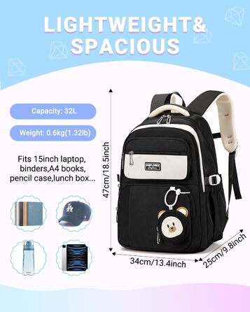 Дитячий рюкзак для дівчаток Kinderrucksack: 32L, 2-10 клас, легкий, з дихаючою спинкою та м'якими лямками. Ідеальний для школи.