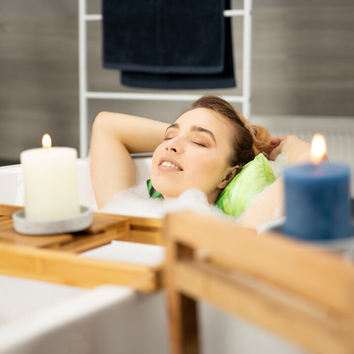 Relaxdays Полиця для ванни Бамбук регульована