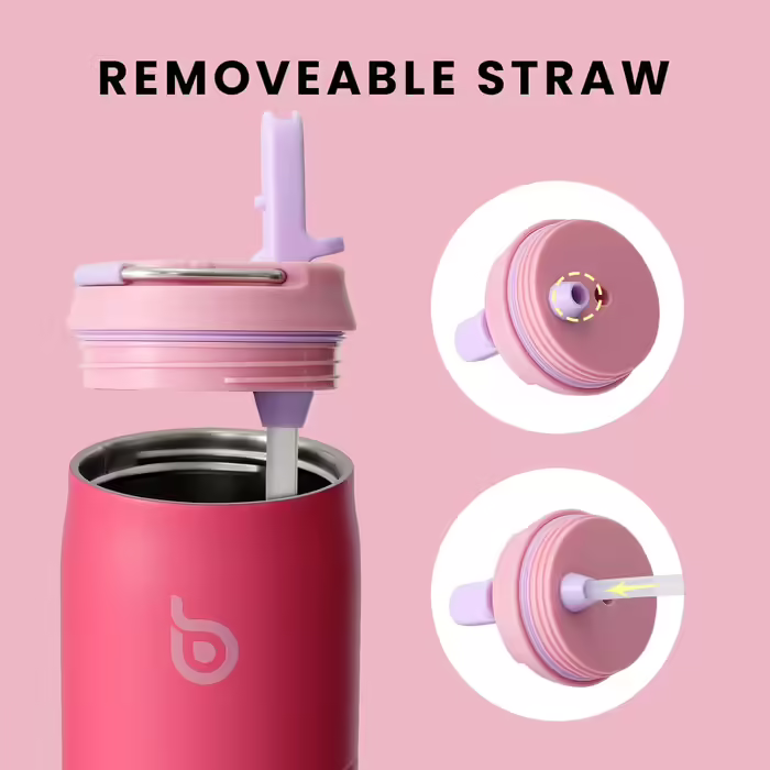 bottlebottle BOTTLE Insulated Stainless Steel Water Bottle 32oz(946ml) with Straw Handle for Sports, Travel, Gym, Double-Walled Leak-Proof, BPA-Free (Pink)