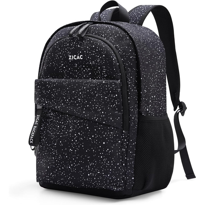 Рюкзак Zicac для чоловіків та жінок, Casual рюкзак для ноутбука 16 дюймів, легкий шкільний рюкзак для учнів та студентів, Daypack, рюкзак для подорожей, універсітету, школи, ділових поїздок, чорний