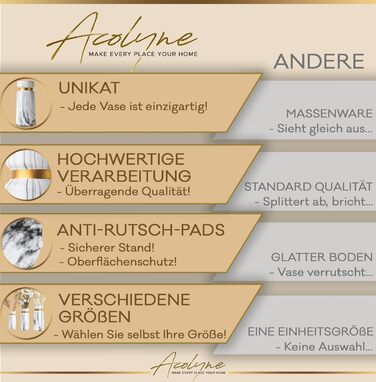 Ваза Acolyne® для пампасних трав з високоякісної кераміки [З губкою для чищення та E-book] - сучасна ваза для квітів білого та золотого кольорів | Напільна ваза великого розміру з ефектом мармуру | Ваза біла