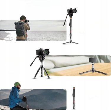 Штатив-монопод для фотозйомки Cayer FP34DV з голівкою H8 та платформою для DSLR PRO