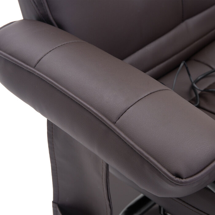 HOMCOM Massage Chair with Ottoman, Swivel Recliner with Massage Function, Electric TV Chair with Reclining Function, Remote Control, Faux Leather, Brown