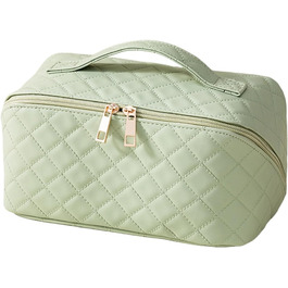 Водонепроникна степкова косметичка велика, зелена, для подорожей, ванної кімнати та повсякденного використання, з подвійною блискавкою