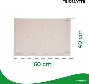 Wundermix - WunderMat® Baking Mat for Baking (60x40cm) • Silicone Baking Mat • Silicone Dough Mat with Markings • Non-Slip Baking Mat • Non-Stick Dough Mat