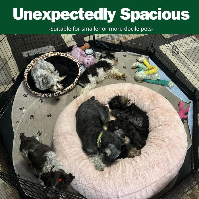 Клітка-загончик для собак PJYuCien, 8 панелей, 61 см, для дому, з підлогою, металева, складна, для цуценят, тренувальний загін, для малих тварин, чорна