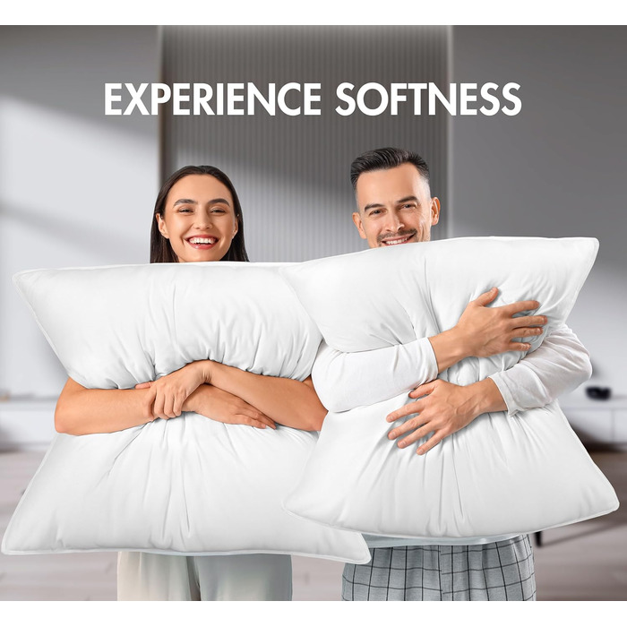 Utopia Bedding Pillow Set (2 Pack), 80 x 80 cm Sleeping Pillow, Breathable and Soft Pillow (White) 80x80 cm (2 Pack) White 2