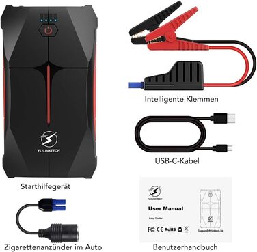 Powerbank для авто FLYLINKTECH Starthilfe 4000A: пусковий пристрій, 12V, IP67, LED, USB/USB-C
