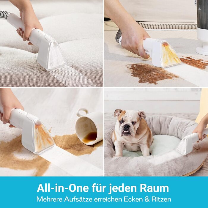 Апарат для чищення м'яких меблів та килимів: волого-пилосос 15 kPa, бак 1.6 л, компактний пароочисник, самоочищення, для дому та авто