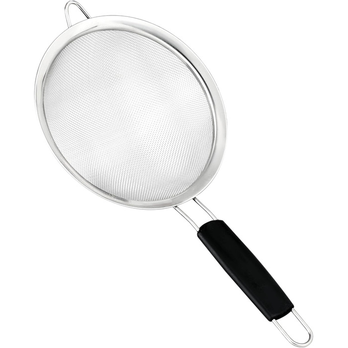 Набір сит Jojeys 3 шт. різних розмірів - металеві сита з нержавіючої сталі, дрібний фільтр - кухонне сито з нержавіючої сталі для приготування їжі, випічки - безпечне для миття в посудомийній машині (20 см з гумовою ручкою)