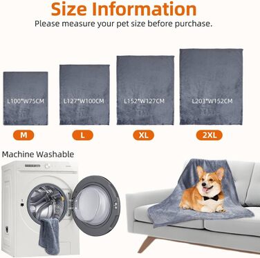 Водонепроникний коврик для собак Nobleza, XXL (203 x 152 см), м'який та пухнастий, для дому та вулиці, підходить для котів, можна прати в пральній машині, двосторонній чохол для дивану, сірий