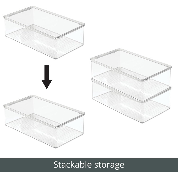 mDesign 2-Piece Stackable Shoe Box with Lid – Practical Shoe Storage Box Made of Plastic – Ideal for Protected Storage of Sandals, Sneakers, etc. – Transparent
