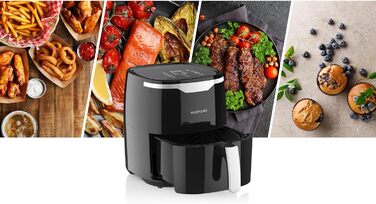 Фритюрниця повітряна VERTENZ Taste 50 XL, 5 л, 8 автоматичних меню, 1400 Вт, LED-touchscreen, антипригарне покриття, без олії, чорна