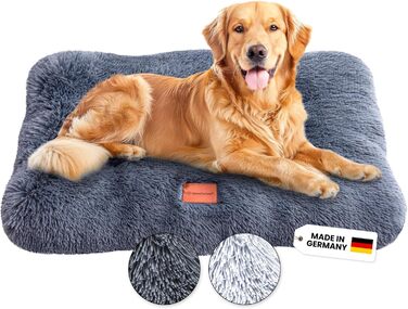 Преміум подушка для собак Wahre Tierliebe Fluffy - М'яке ліжко для вашого улюбленця. Легко чиститься, ідеально для дому та в дорогу. Розмір L (120x80x30 см), темно-сірий колір.