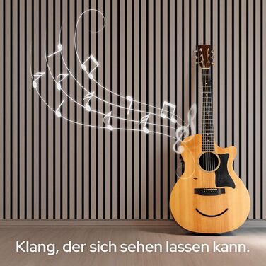 Акустичні панелі Arebos 10x60 см, настінна ламельна стіна в стилі темного дуба для стін та стелі, шумопоглинаючі декоративні панелі (набір 4 шт.)