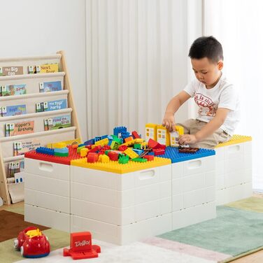 Складна коробка для зберігання з кришкою-платформою для Duplo, 25 л, SHIMOYAMA, синя, для конструктора Lego Duplo, пластиковий контейнер, штабельований, багатофункціональний