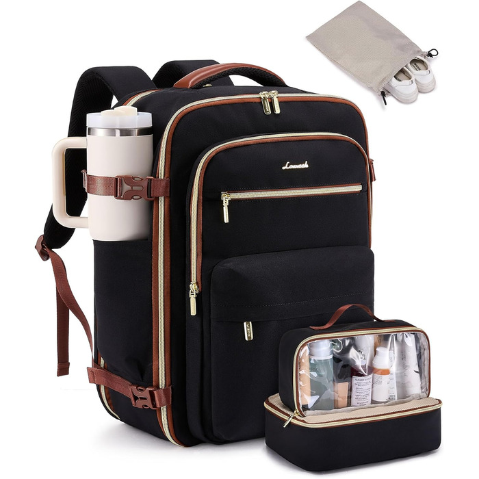 LOVEVOOK Рюкзак ручної об'єм 40L для подорожей, чорний. Підходить для ноутбука 17,3