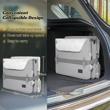 Автомобільне ліжко для собак Petfit, сіре та біле, розмір M - безпечне кріплення, зручне для маленьких собак