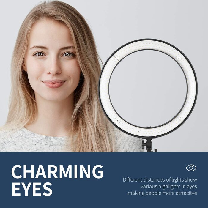 NEEWER Ringlicht RP20-B 20 дюймів LED кільцеве світло з триподом та тримачем для телефону, 44 Вт, 3200K-5600K, з акумулятором, USB, для макіяжу, татуювань, вій, YouTube, TikTok, відеозйомки