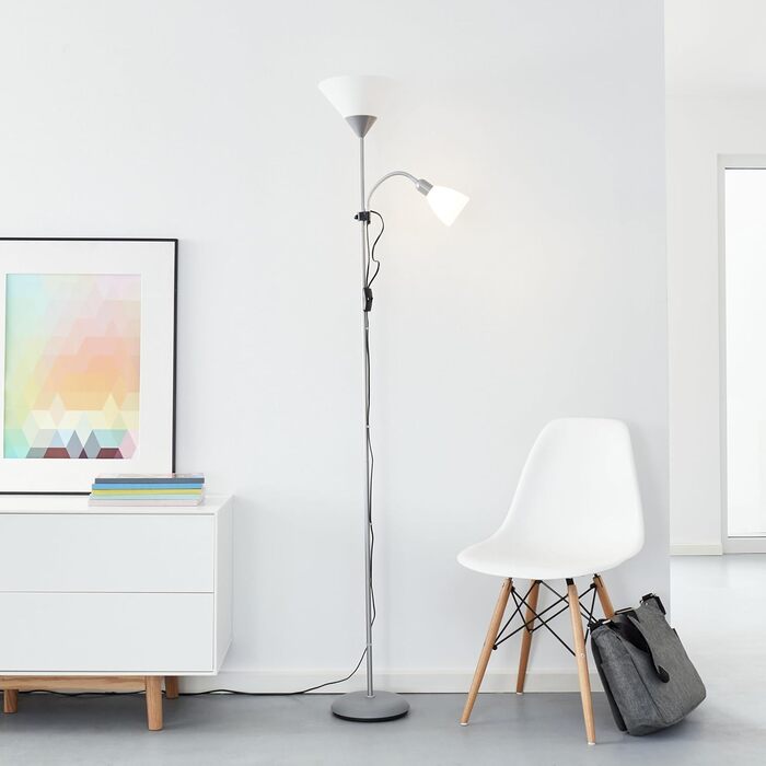 Світлодіодна стельова люстра Lightbox з регульованою яскравістю, висотою 1,8м, з регульованою яскравістю та знімним джерелом світла, 806/400 lm, метал/пластик, колір: хром/сірий/білий