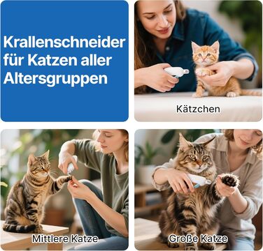 Ножиці для кігтів котів Potaroma з регульованим отвором 3 розмірів та інтегрованим напильником | Безпечний обрізач кігтів для кошенят та домашніх котів | Обрізач кігтів без розбризкування