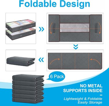 Комод-органайзер під ліжко Budding Joy (6 шт, сірий) - 90л, з кришкою