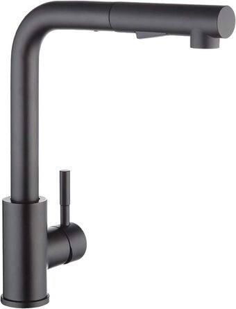 Кран кухонний CECIPA X203B чорний матовий, висувний, з донцем, 360° поворот, нержавіюча сталь