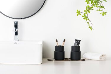 SYJAN HOME Matter Toothbrush and Toothpaste Holder, Toothbrush Holder, Modern Ceramic Toothbrush Holder, Black and Black