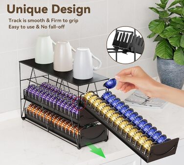 Тримач для капсул кави Nespresso Vertuo та Dolce Gusto на 50 капсул, металевий, чорний