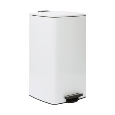 Сміттєвий відер з педаллю Harbour Housewares, 30 л, квадратний, нержавіюча сталь, білий, для кухні