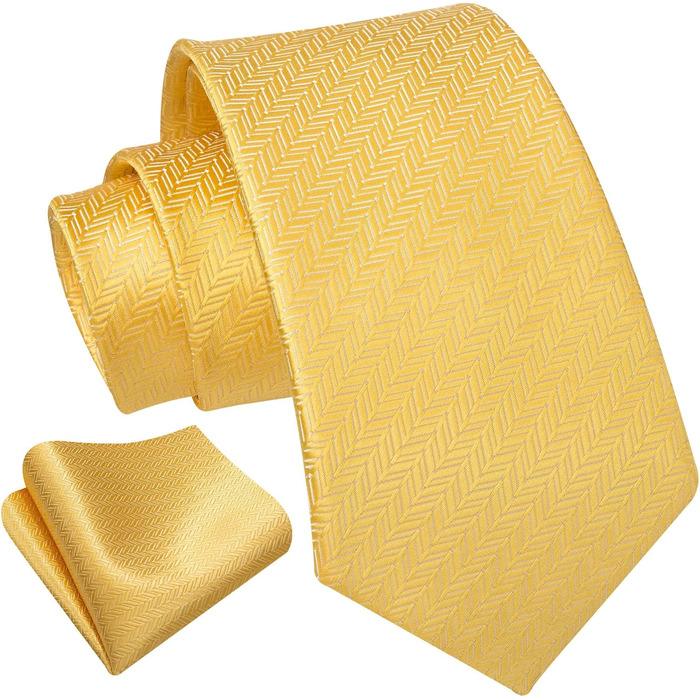Краватка чоловіча Enlision однотонна для весілля з нагрудником, комплект, формальна краватка та кишеньковий хустинка (жовта)