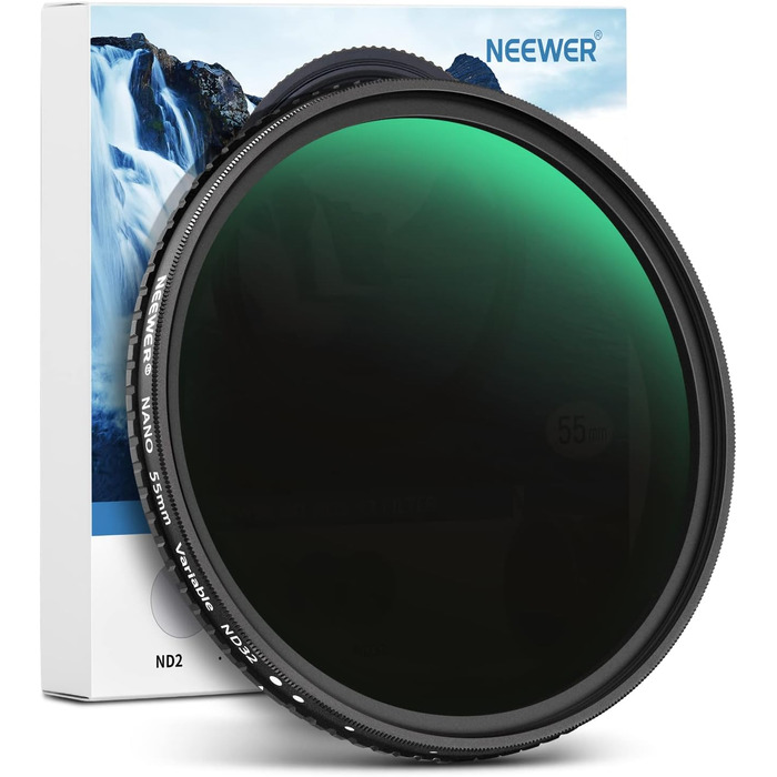 Фільтр ND Variabler NEEWER ND2-ND32 (1-5 Stops) для камери, 55mm, HD скло, водостійкий, зносостійкий