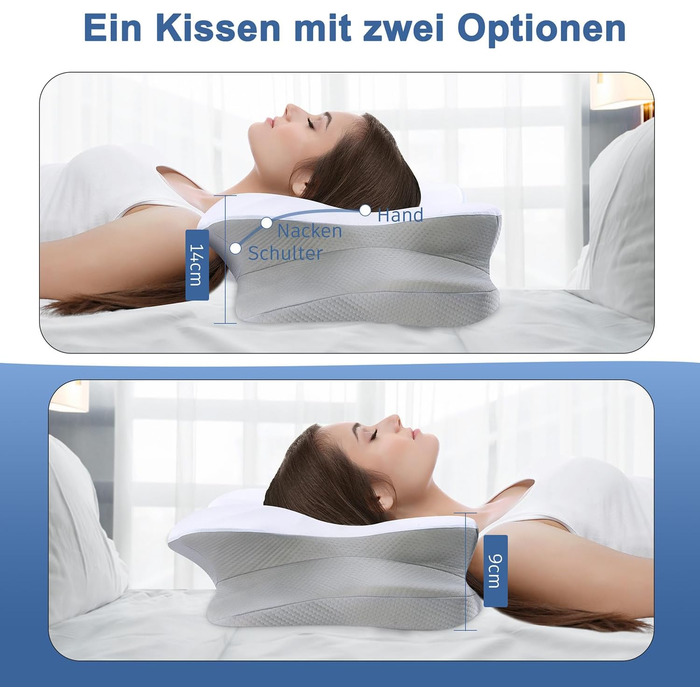 Подушка для шиї DONAMA з піни Memory Foam, ергономічна, з підлокітниками, охолоджуюча, сіра 63x38x14 см
