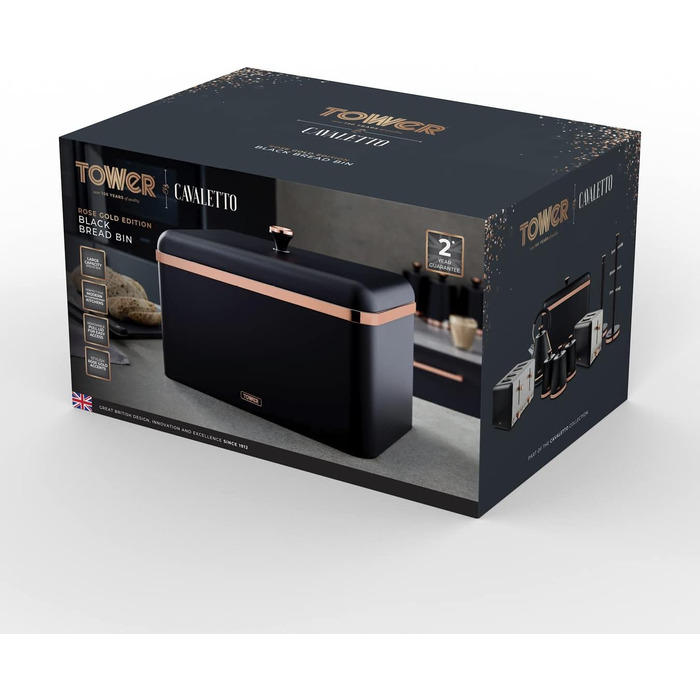 Cavaletto Brotkasten-Aufbewahrung T826130BLK: металевий хлібний контейнер, чорно-червоного кольору, 23 x 35 x 24 см