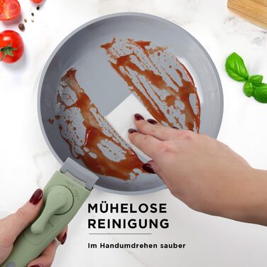 Набір каструль Kasanova Eaziclip 9 шт. з керамічним покриттям, індукційні, знімні ручки, антипригарні, з кришками (зелений)