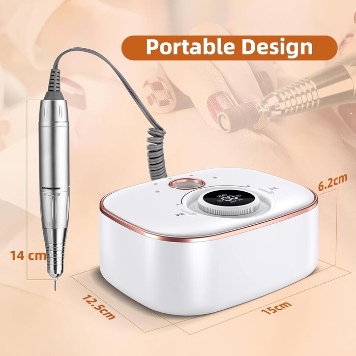 CIVPOWER Набір для манікюру та педикюру: професійний електричний фрезер для нігтів з акумулятором 4000mAh, 13 насадок