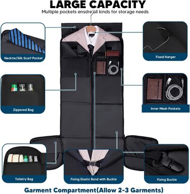 Suit bag, garment bag, travel duffel bag for suits, convertible garment duffel bag for men and women, 4 in 1 suit bag hanging bag with shoe bag