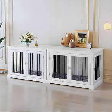 Клітка для собак для дому, білий (L) - зручна та стильна переноска з м'яким лежанком