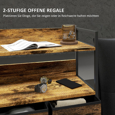 HOMCOM 7-Drawer Fabric Storage Chest of Drawers, Storage Cabinet, Dresser with 2 Shelves, Steel Frame for Bedroom, Living Room, Rustic Brown | Aosom
