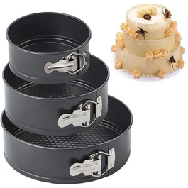 Набір форм для випічки (3 шт.) діаметром 12/18/22 см, круглі, з антипригарним покриттям, для тортів та кішок, чорний колір