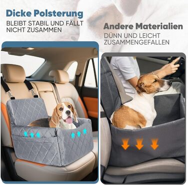 Автомобільний лежак для собак (45x40x34 см) з підсумком та ременем безпеки