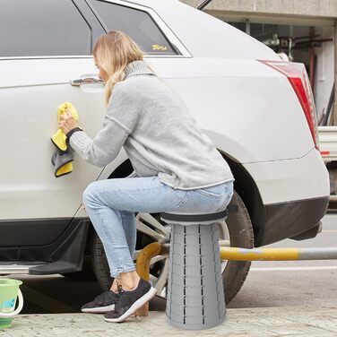 Складний туристичний стільчик Alevmoom, телескопічний, 600lbs, сірий. Ідеально для кемпінгу, риболовлі, відпочинку на природі та дому.