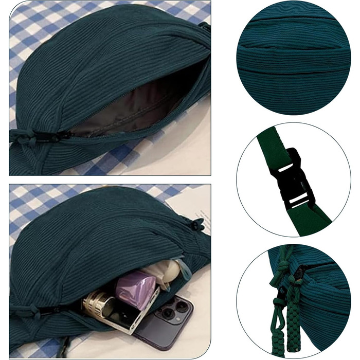 Чоловіча/Жіноча поясна сумка на шнурку (Cordura) Зелена, унісекс, регульований ремінь